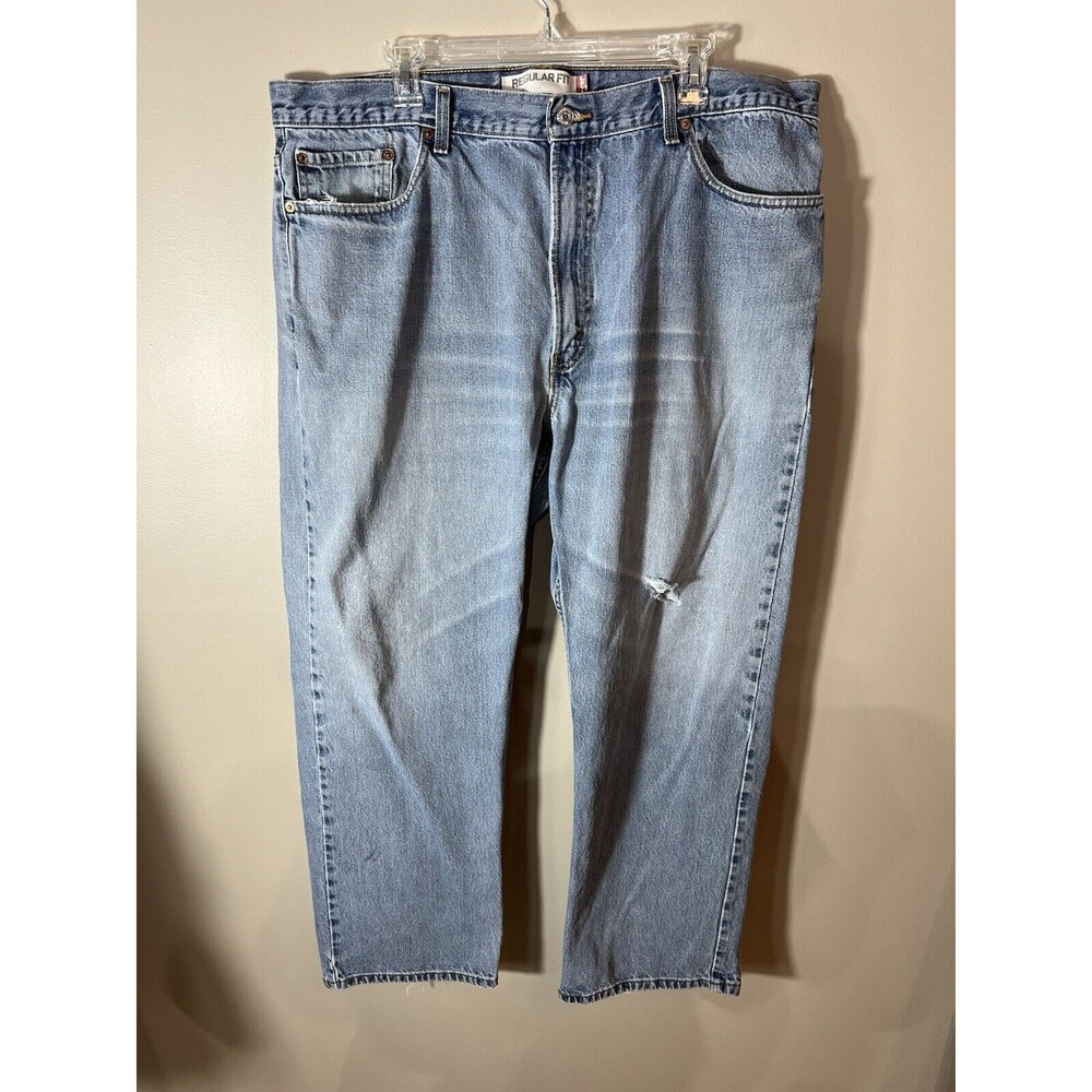 Levi's 505 Jeans Mens 42x30 Regular Fit Straight Leg Light Wash Denim Pants